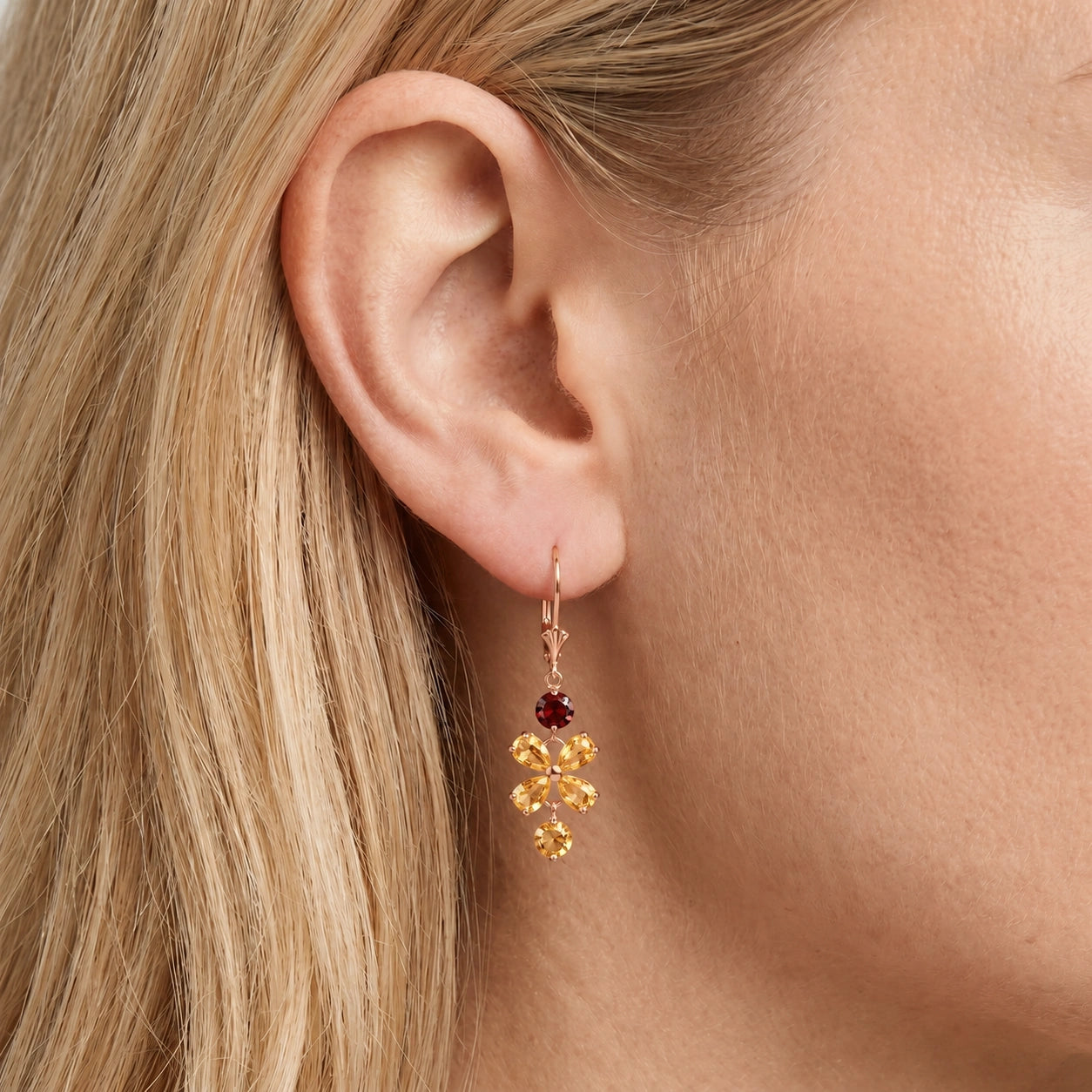 Rose Gold Bloom Earrings Citrine 10K — Gertrude