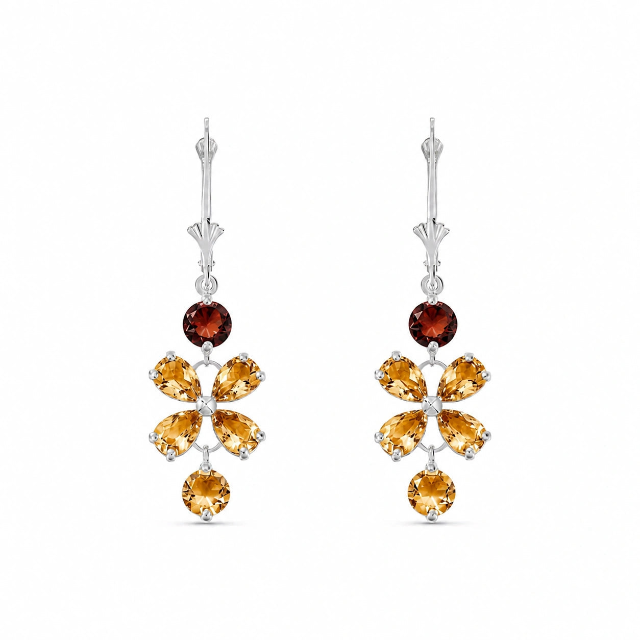 White Gold Bloom Earrings Citrine 10K — Gertrude