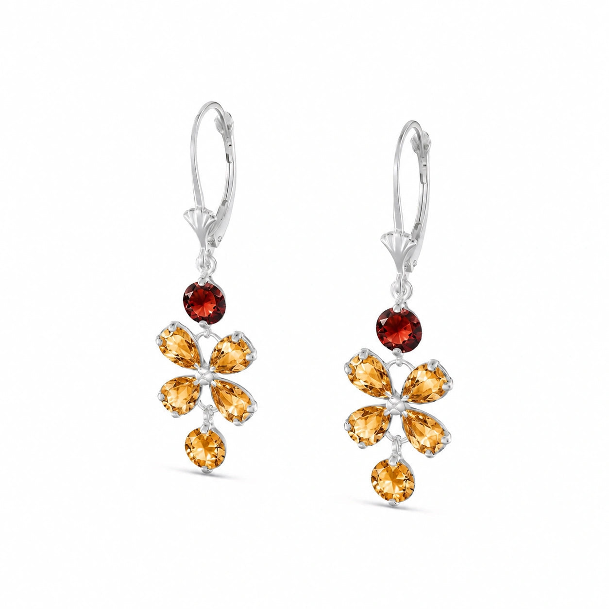 White Gold Bloom Earrings Citrine 10K — Gertrude