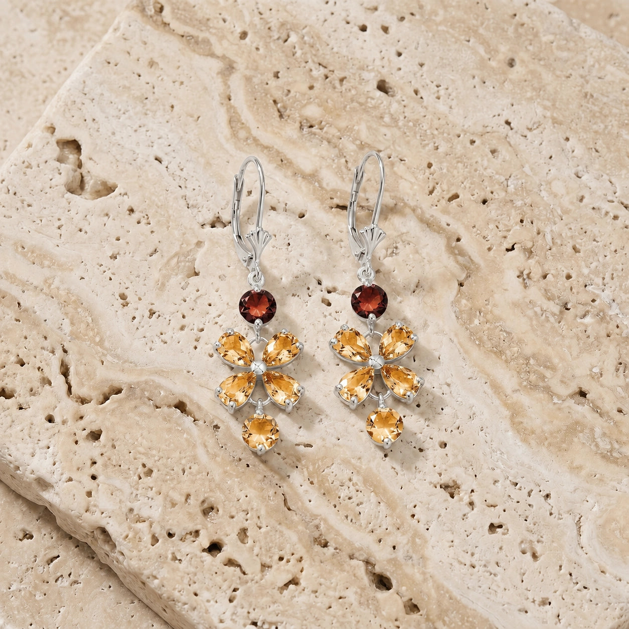 White Gold Bloom Earrings Citrine 10K — Gertrude