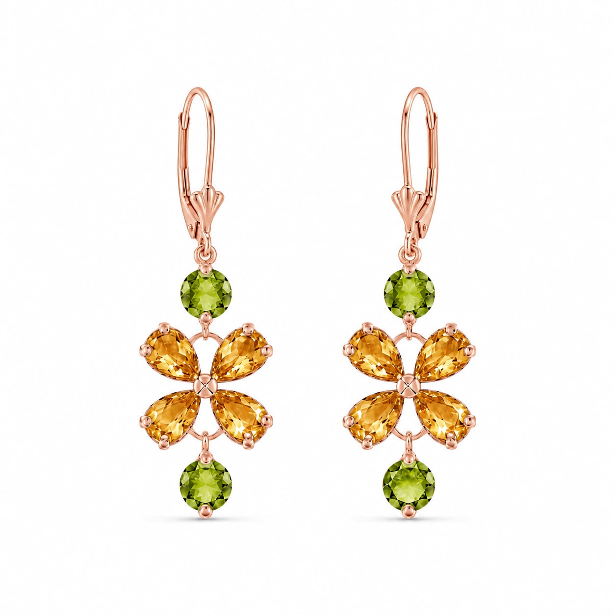 Rose Gold Bloom Earrings Emerald 10K — Gertrude