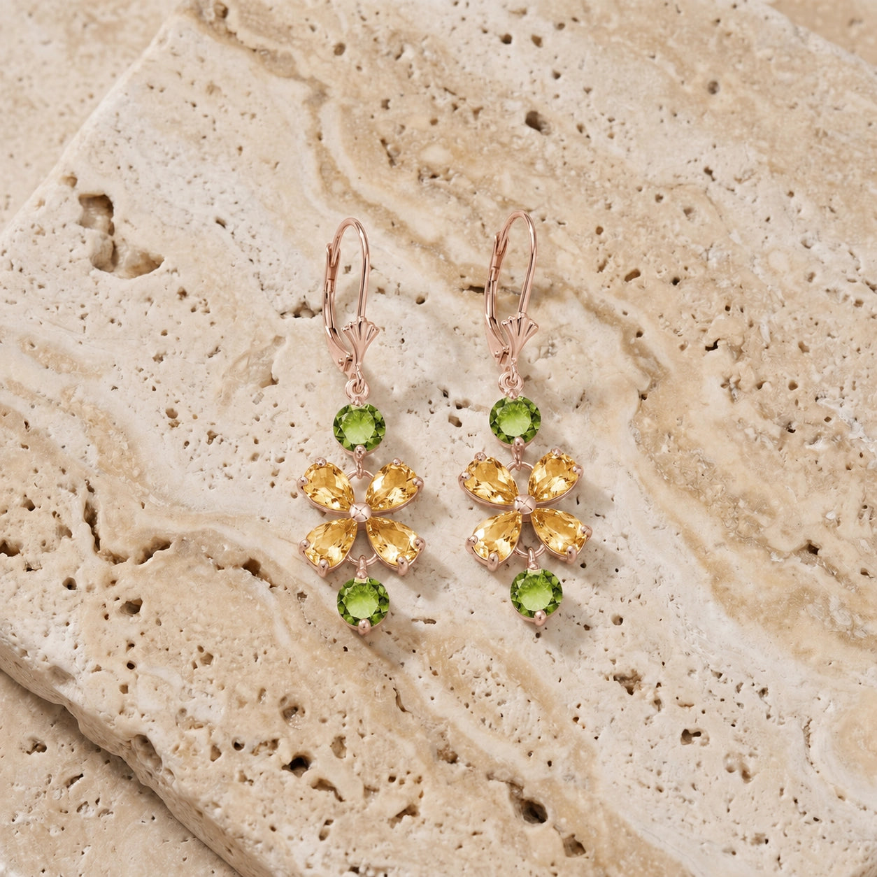 Rose Gold Bloom Earrings Emerald 10K — Gertrude