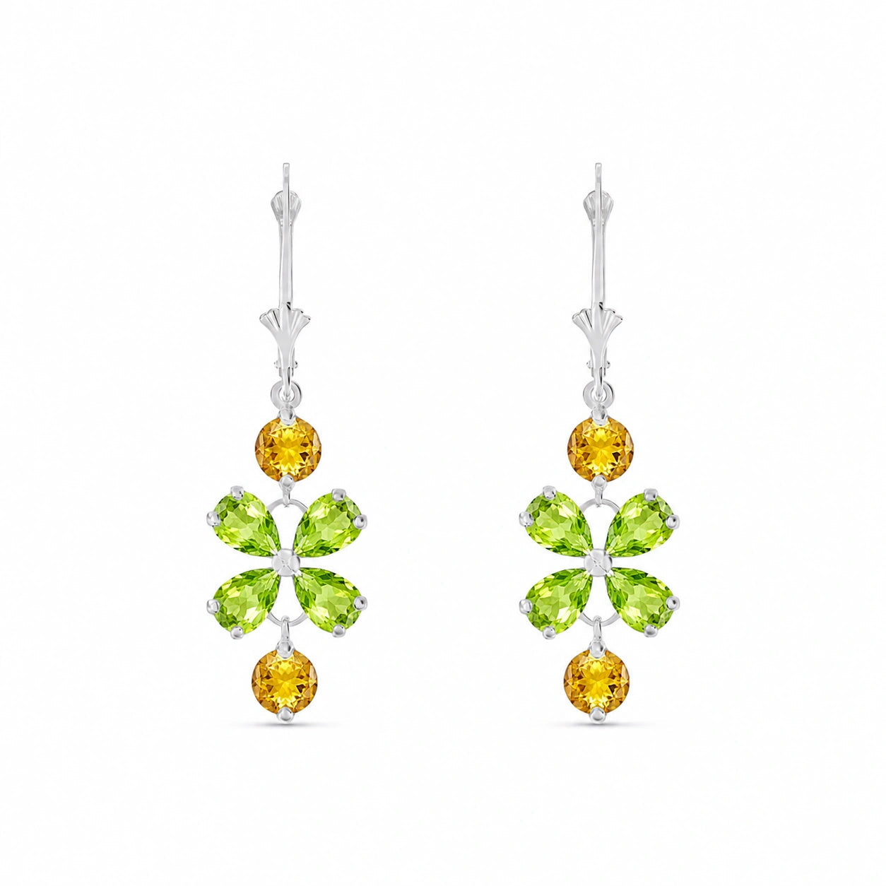 White Gold Bloom Earrings Emerald 10K — Gertrude