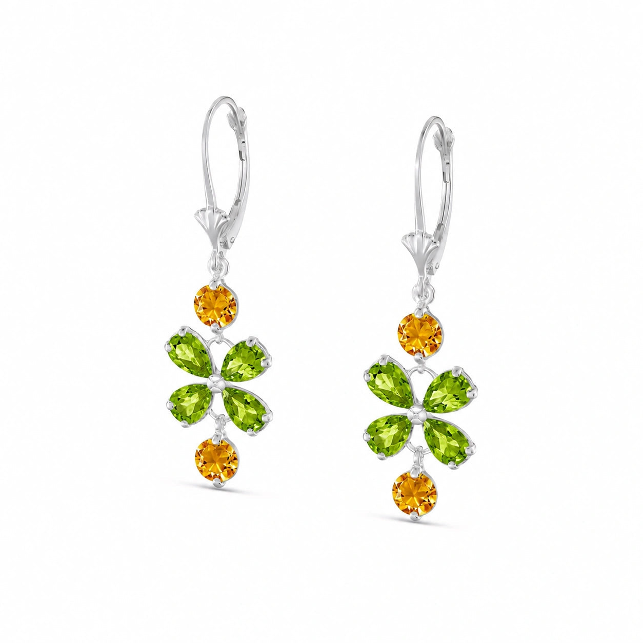 White Gold Bloom Earrings Emerald 10K — Gertrude