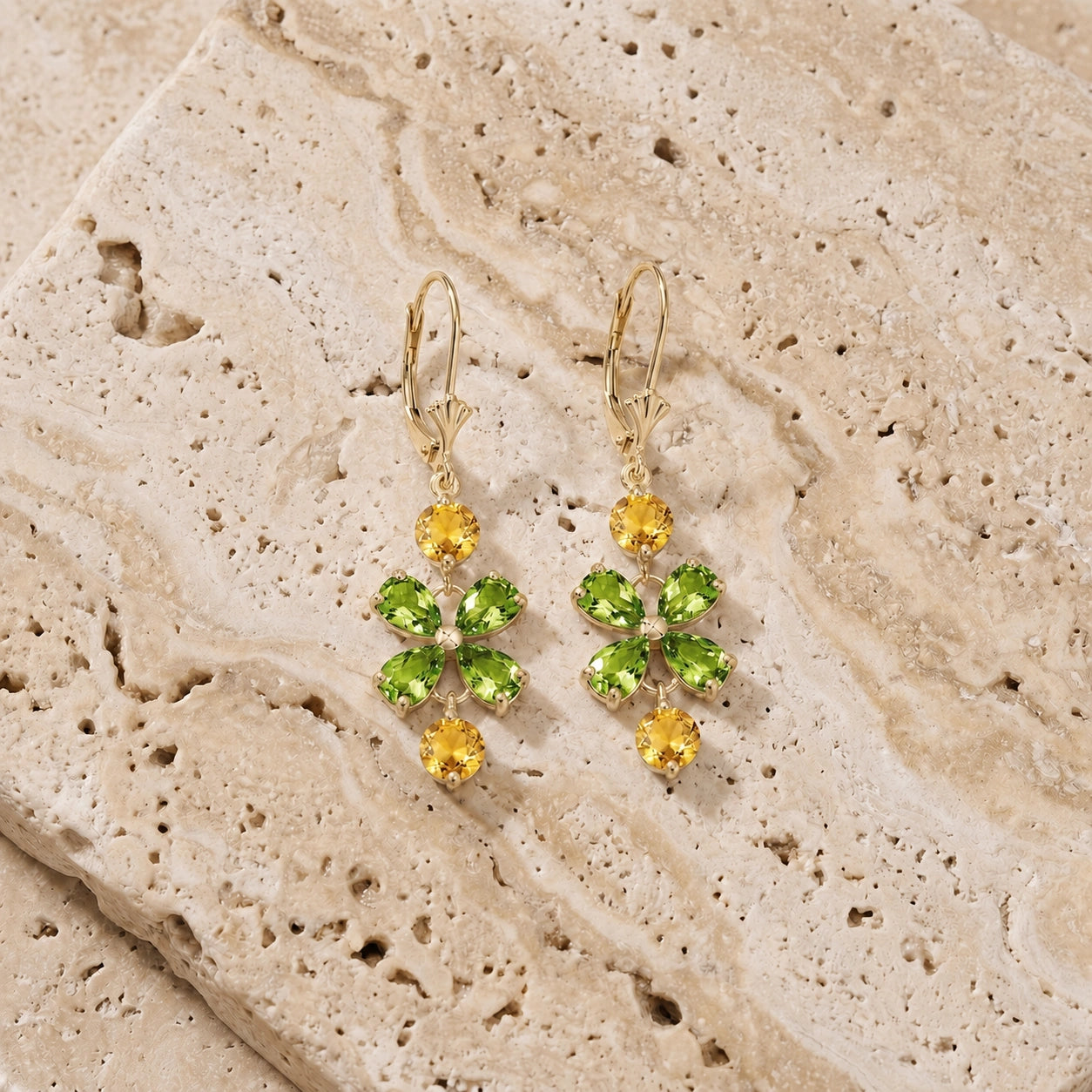 Yellow Gold Bloom Earrings Emerald 10K — Gertrude