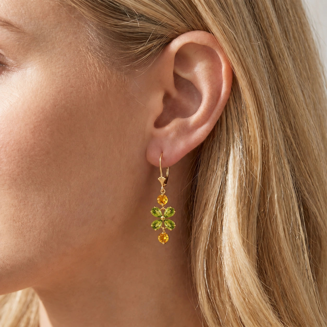 Yellow Gold Bloom Earrings Emerald 10K — Gertrude