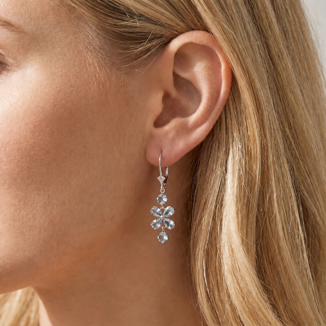White Gold Bloom Earrings Garnet 10K — Gertrude