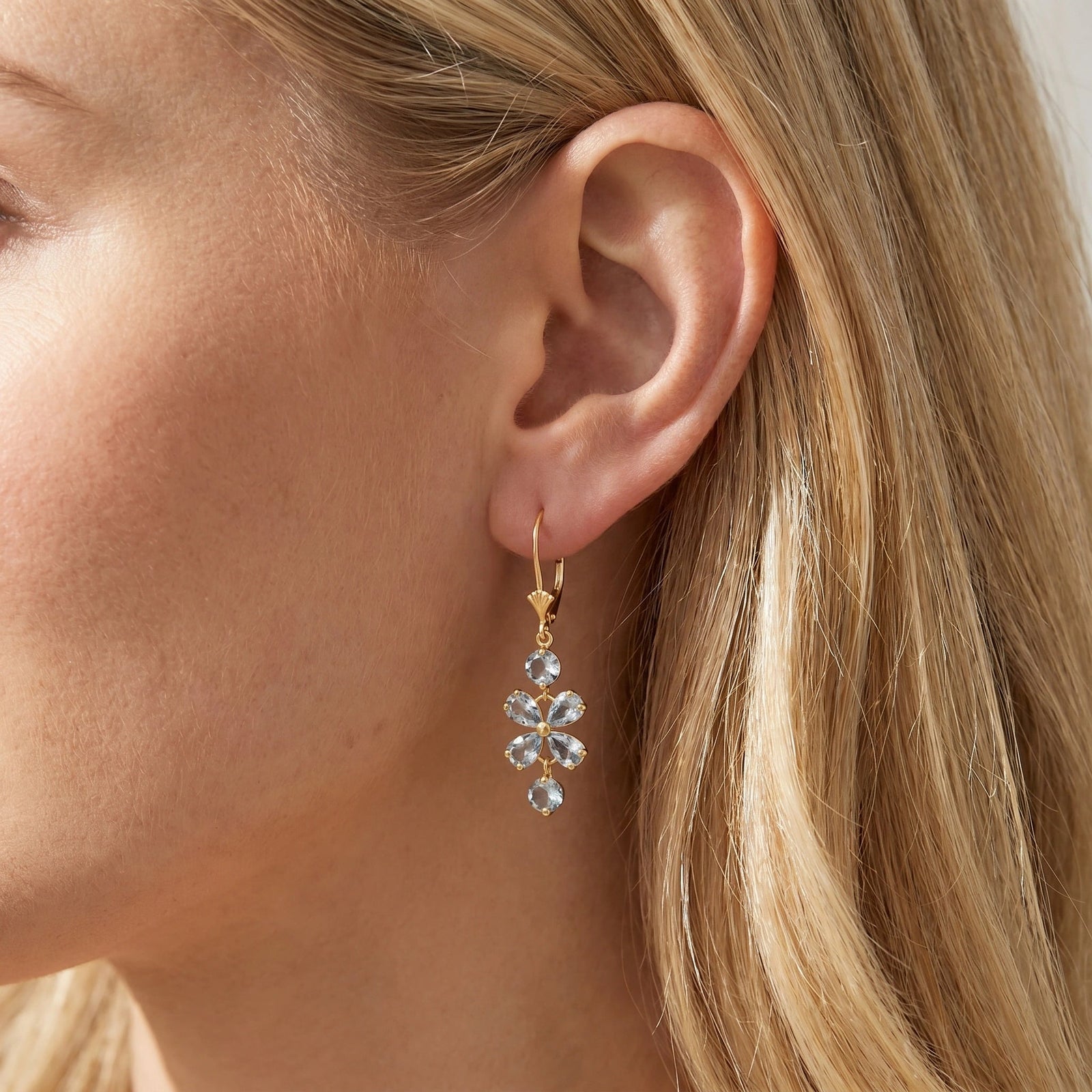 Yellow Gold Bloom Earrings Garnet 10K — Gertrude