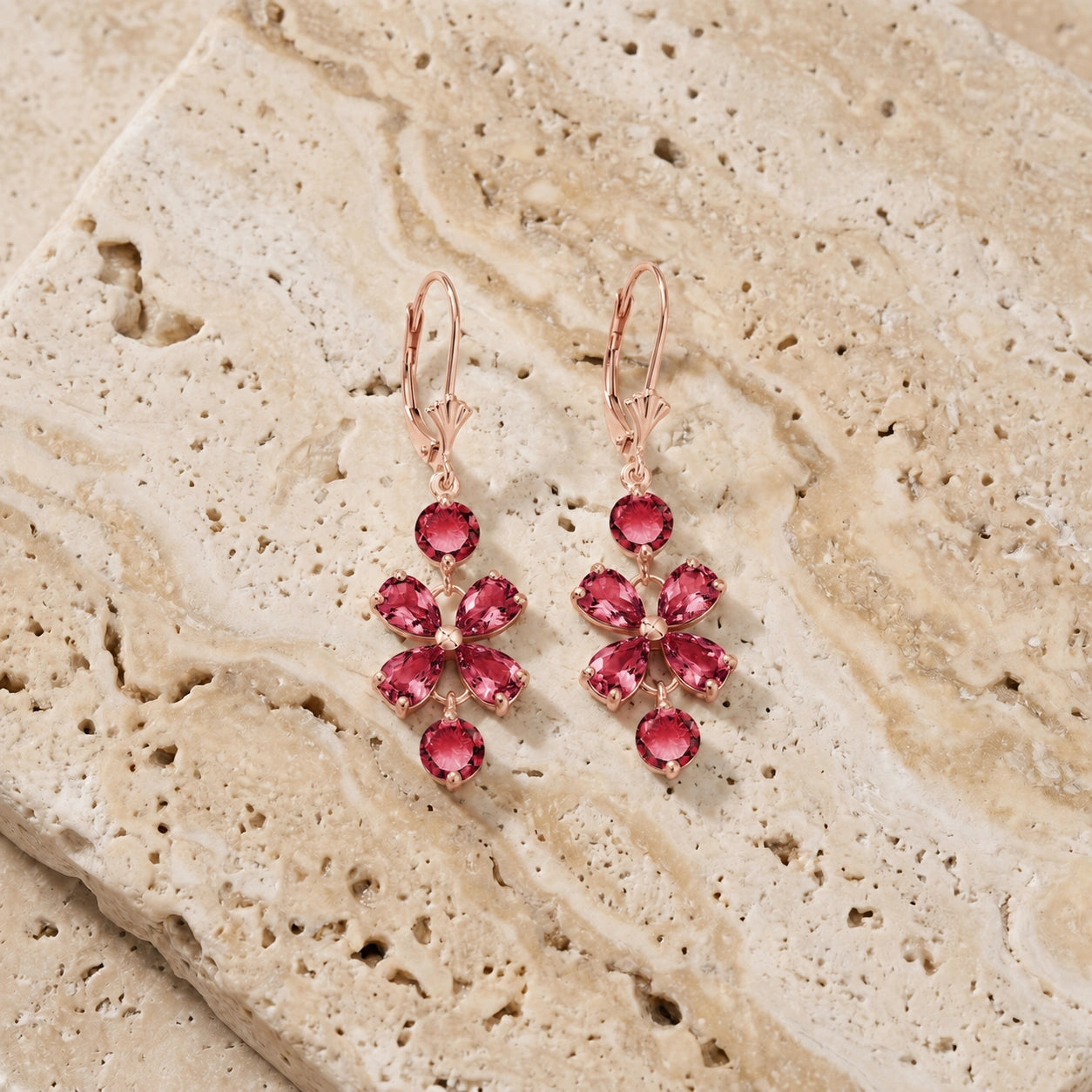 Rose Gold Bloom Earrings Pink Topaz 10K — Gertrude
