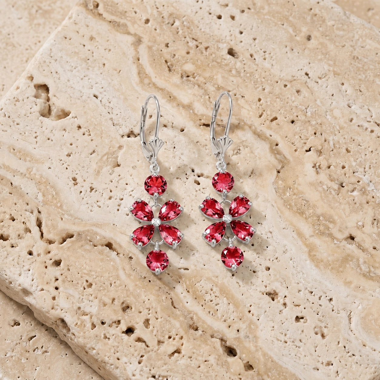 White Gold Bloom Earrings Pink Topaz 10K — Gertrude