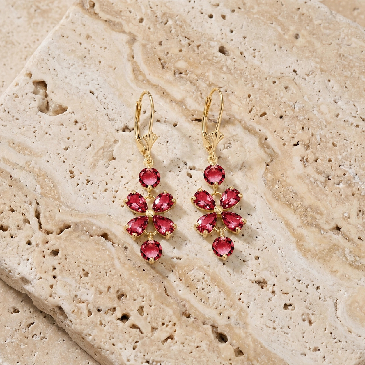 Yellow Gold Bloom Earrings Pink Topaz 10K — Gertrude