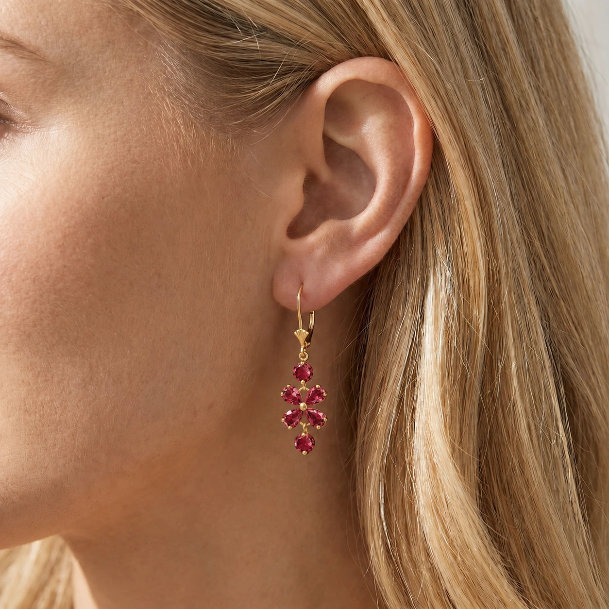 Yellow Gold Bloom Earrings Pink Topaz 10K — Gertrude