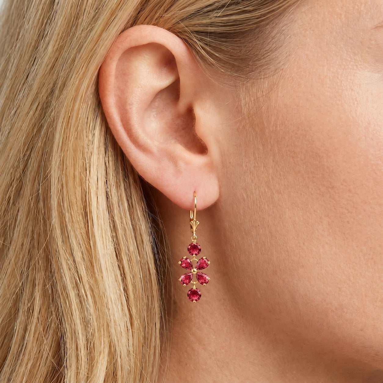 Yellow Gold Bloom Earrings Pink Topaz 10K — Gertrude