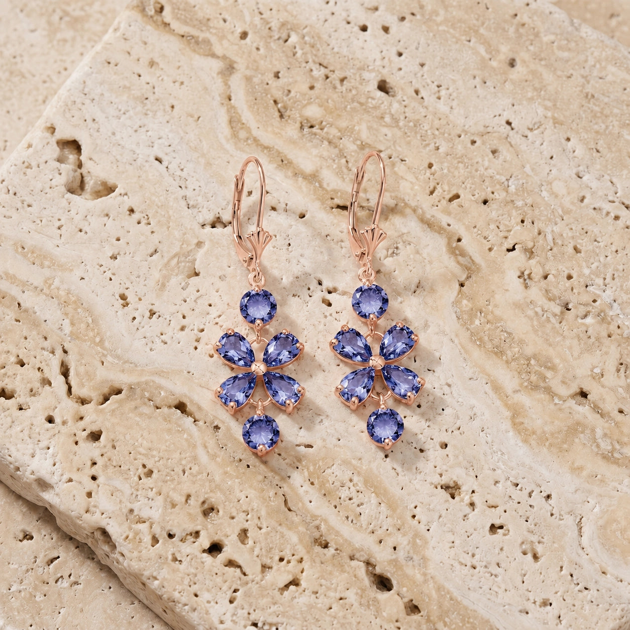 Rose Gold Bloom Earrings Tanzanite 10K — Gertrude