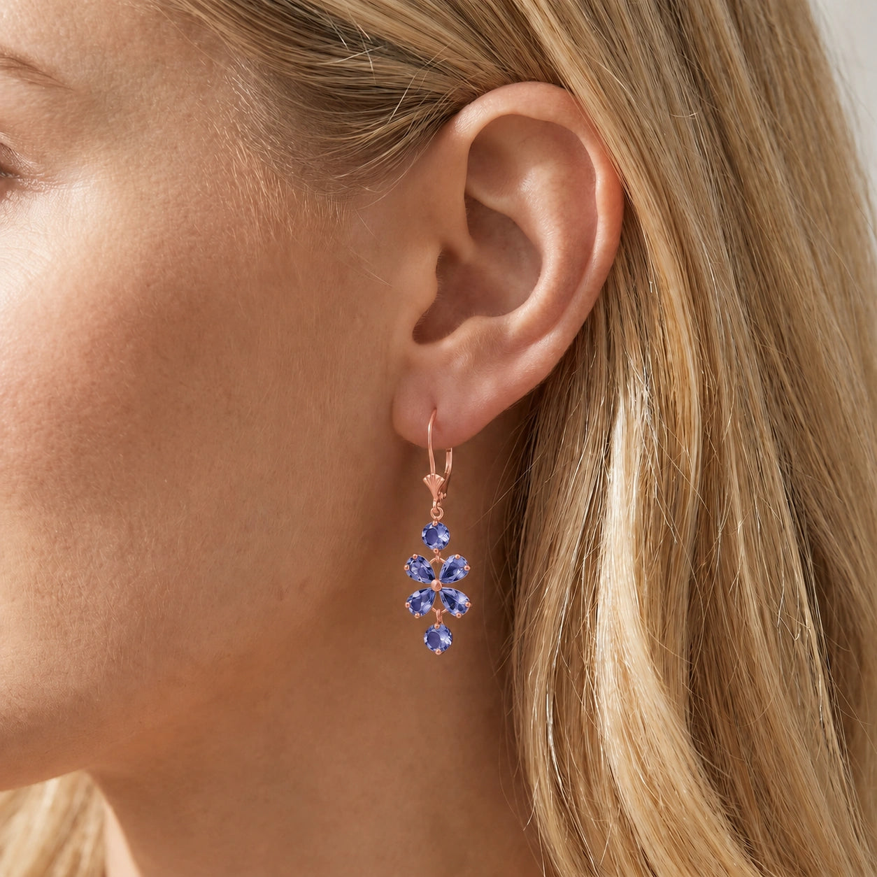Rose Gold Bloom Earrings Tanzanite 10K — Gertrude