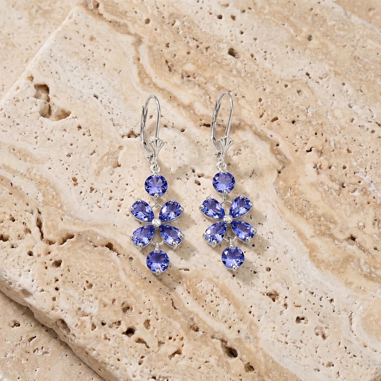 White Gold Bloom Earrings Tanzanite 10K — Gertrude