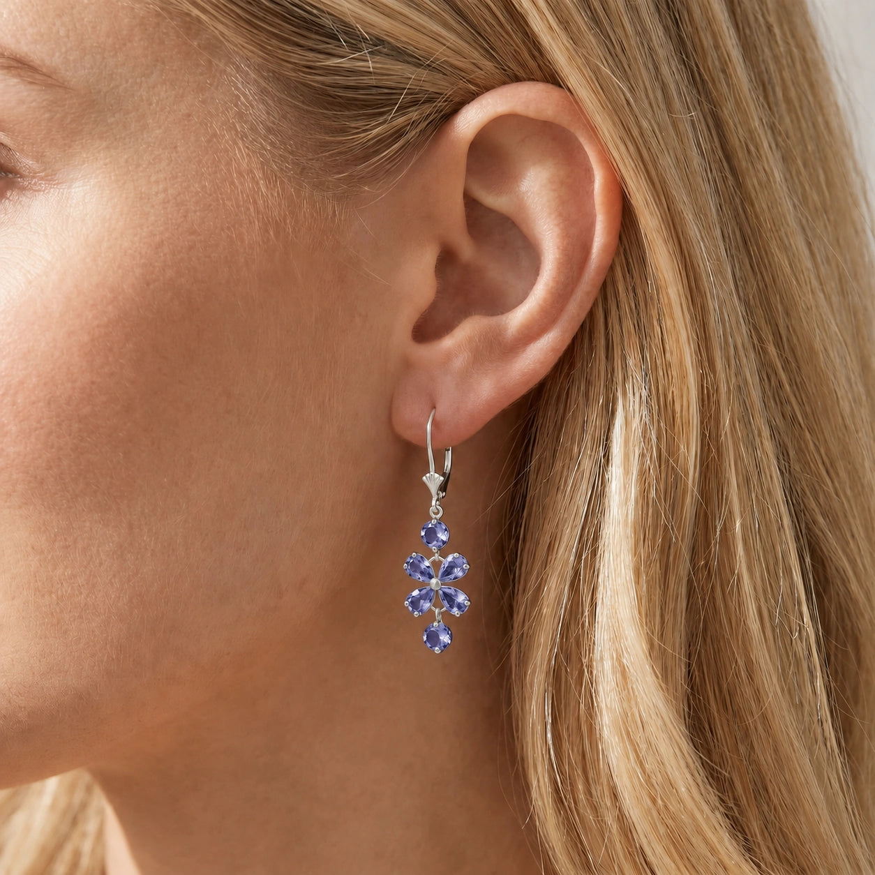 White Gold Bloom Earrings Tanzanite 10K — Gertrude