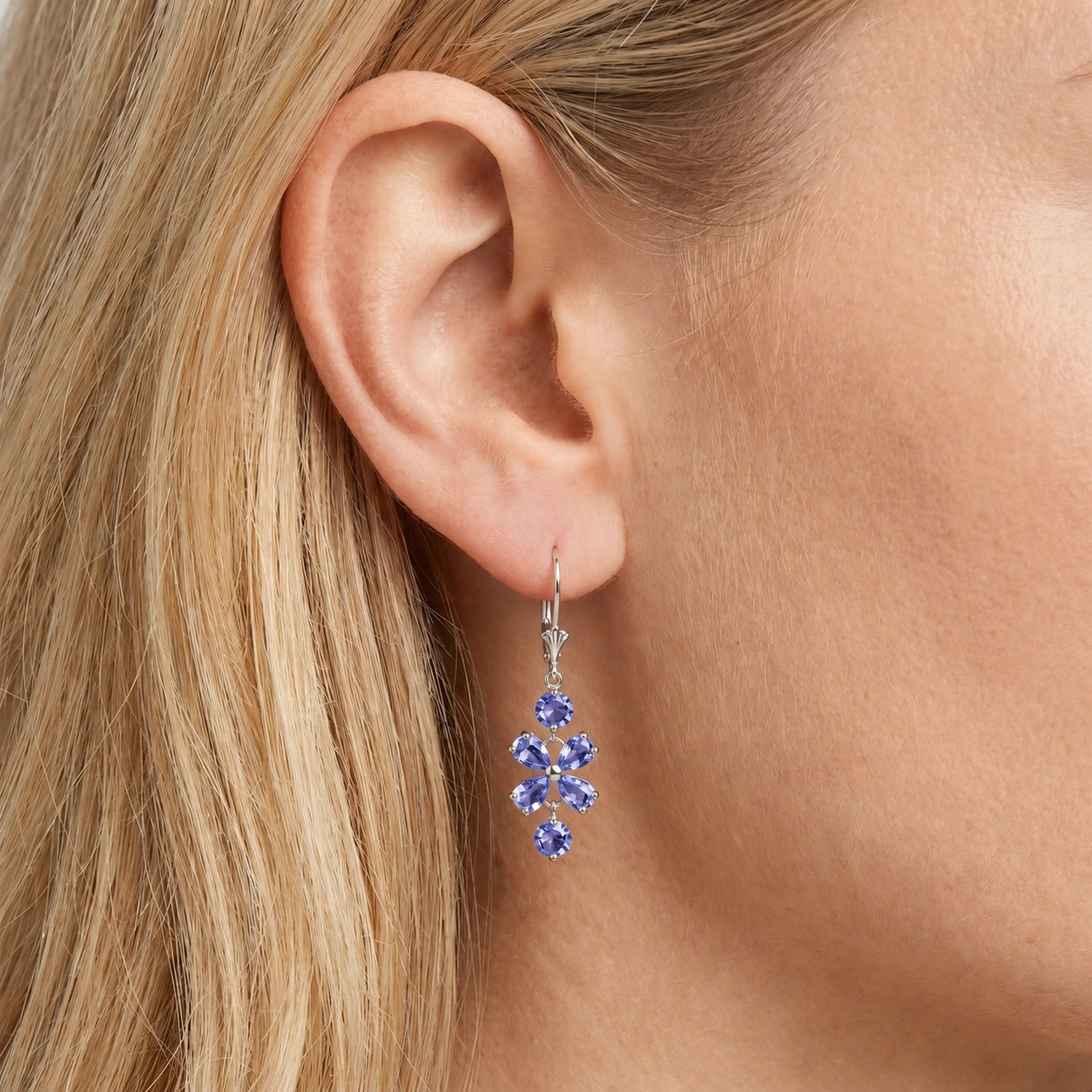White Gold Bloom Earrings Tanzanite 10K — Gertrude