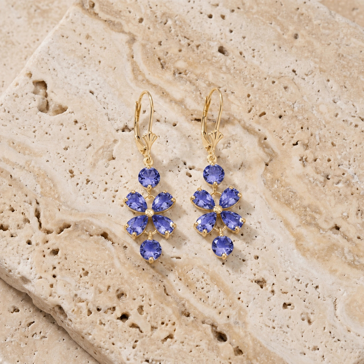 Yellow Gold Bloom Earrings Tanzanite 10K — Gertrude