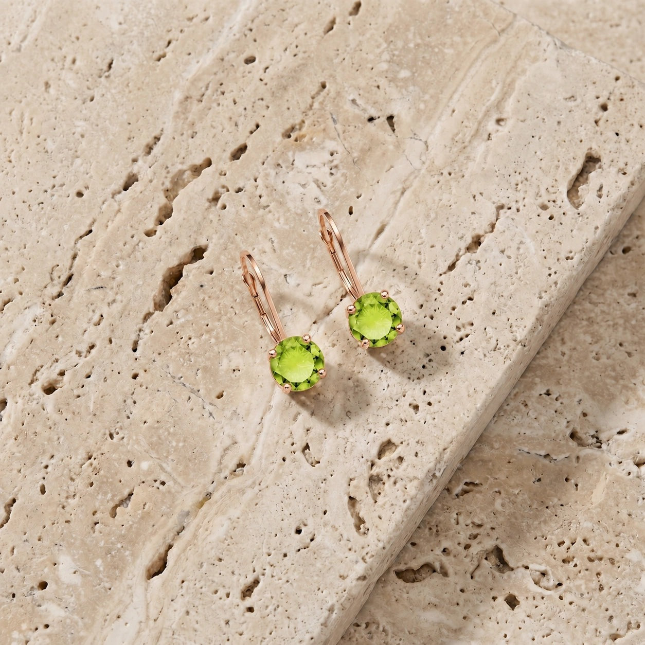 Rose Gold Heritage Earrings Peridot 10K — Lidia