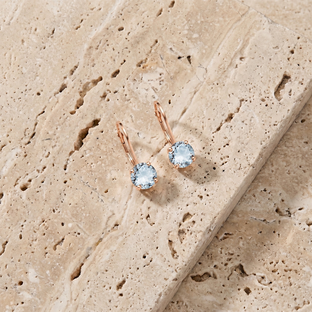 Rose Gold Heritage Earrings Blue Topaz 10K — Lidia
