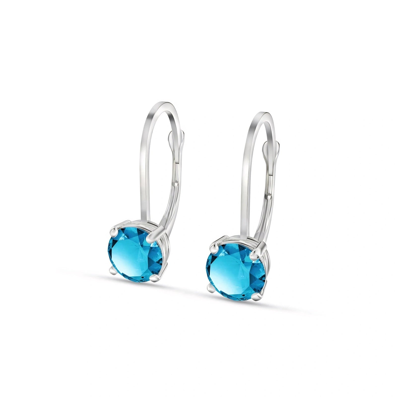 White Gold Heritage Earrings Blue Topaz 10K — Lidia