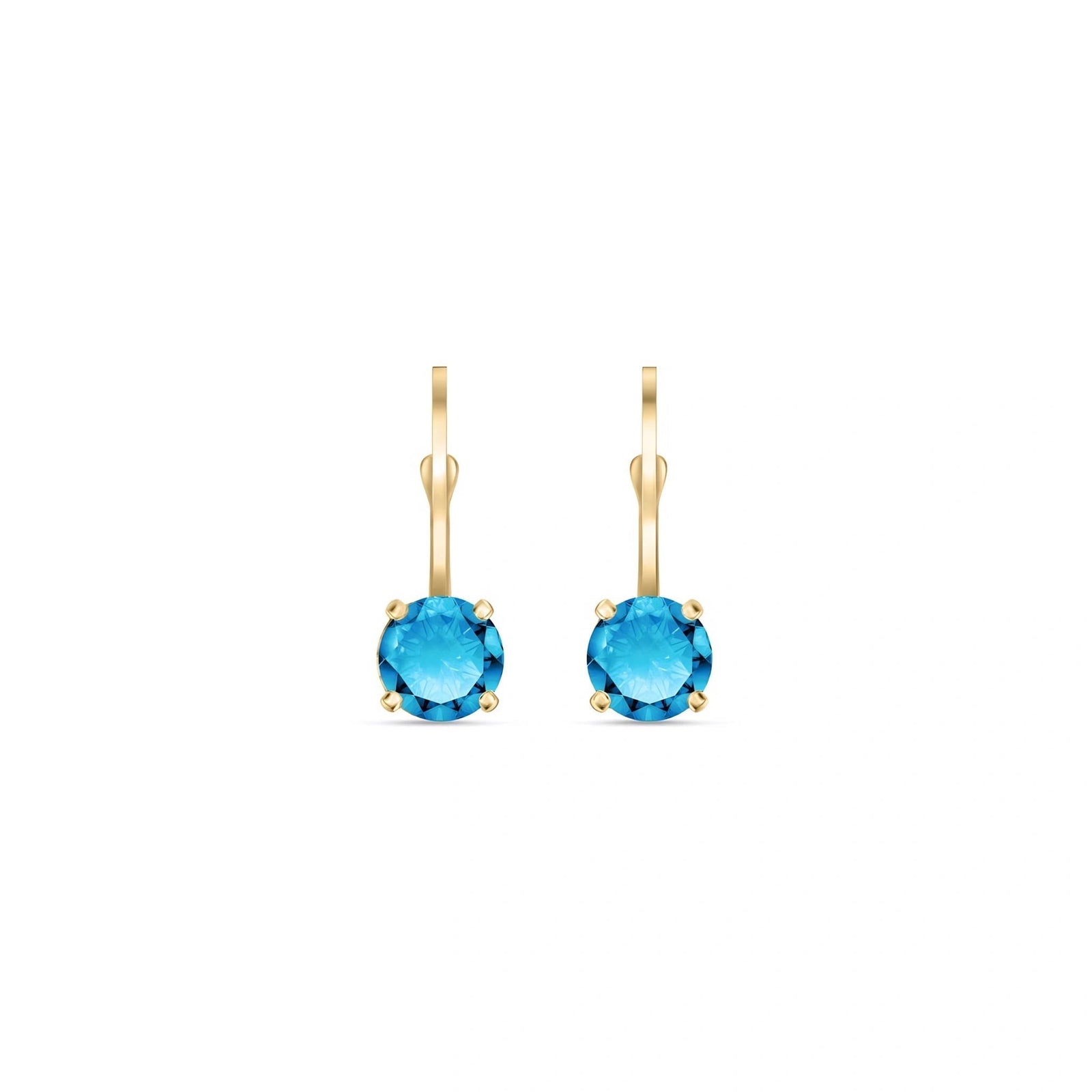 Yellow Gold Heritage Earrings Blue Topaz 10K — Lidia