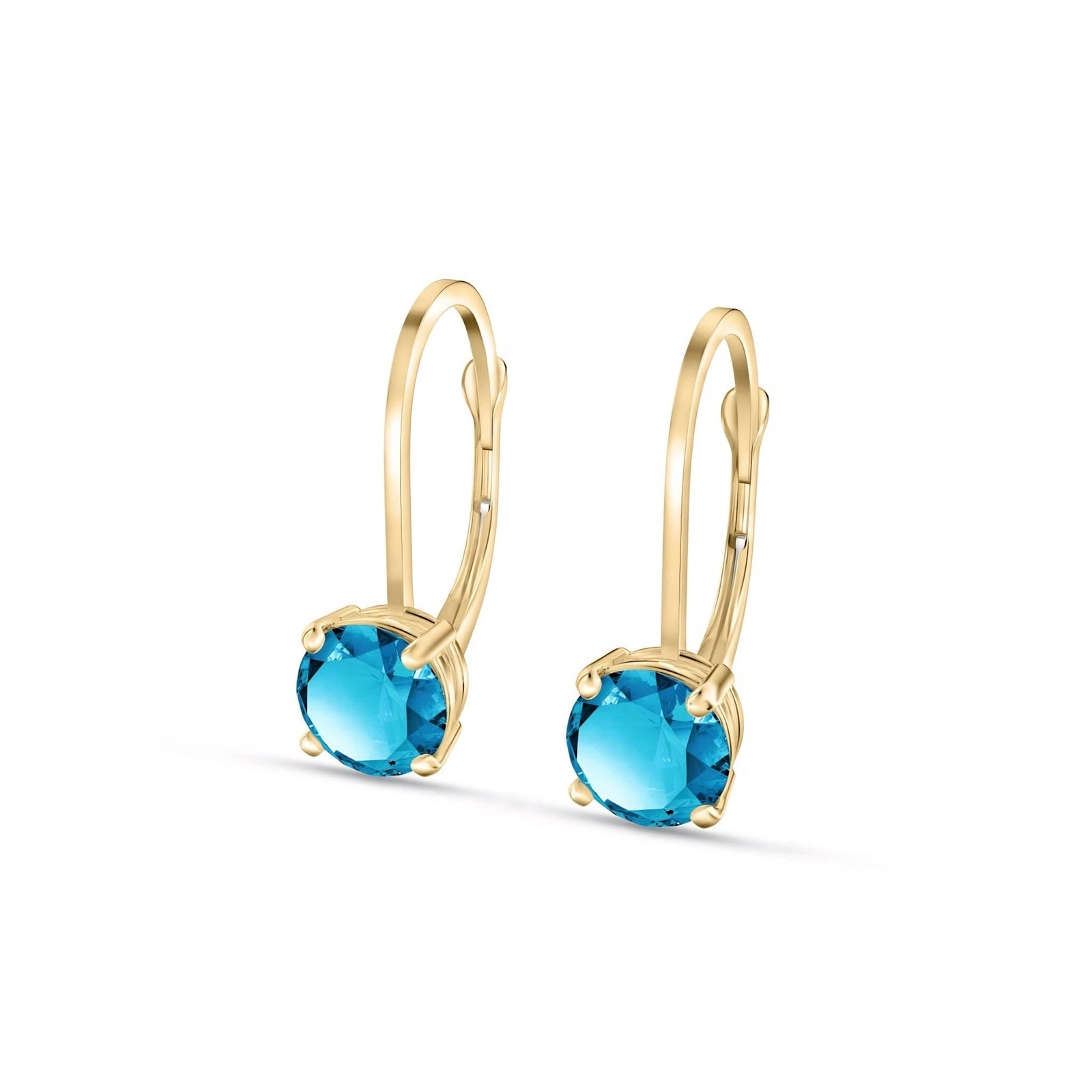 Yellow Gold Heritage Earrings Blue Topaz 10K — Lidia