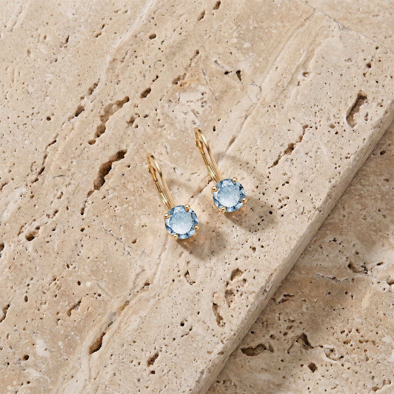 Yellow Gold Heritage Earrings Blue Topaz 10K — Lidia