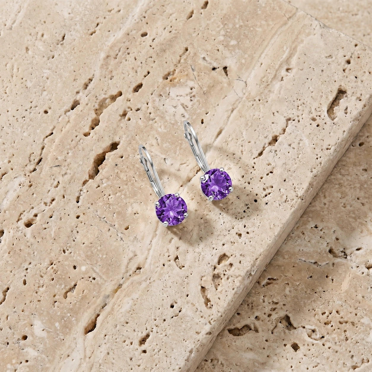 White Gold Heritage Earrings Amethyst 10K — Lidia