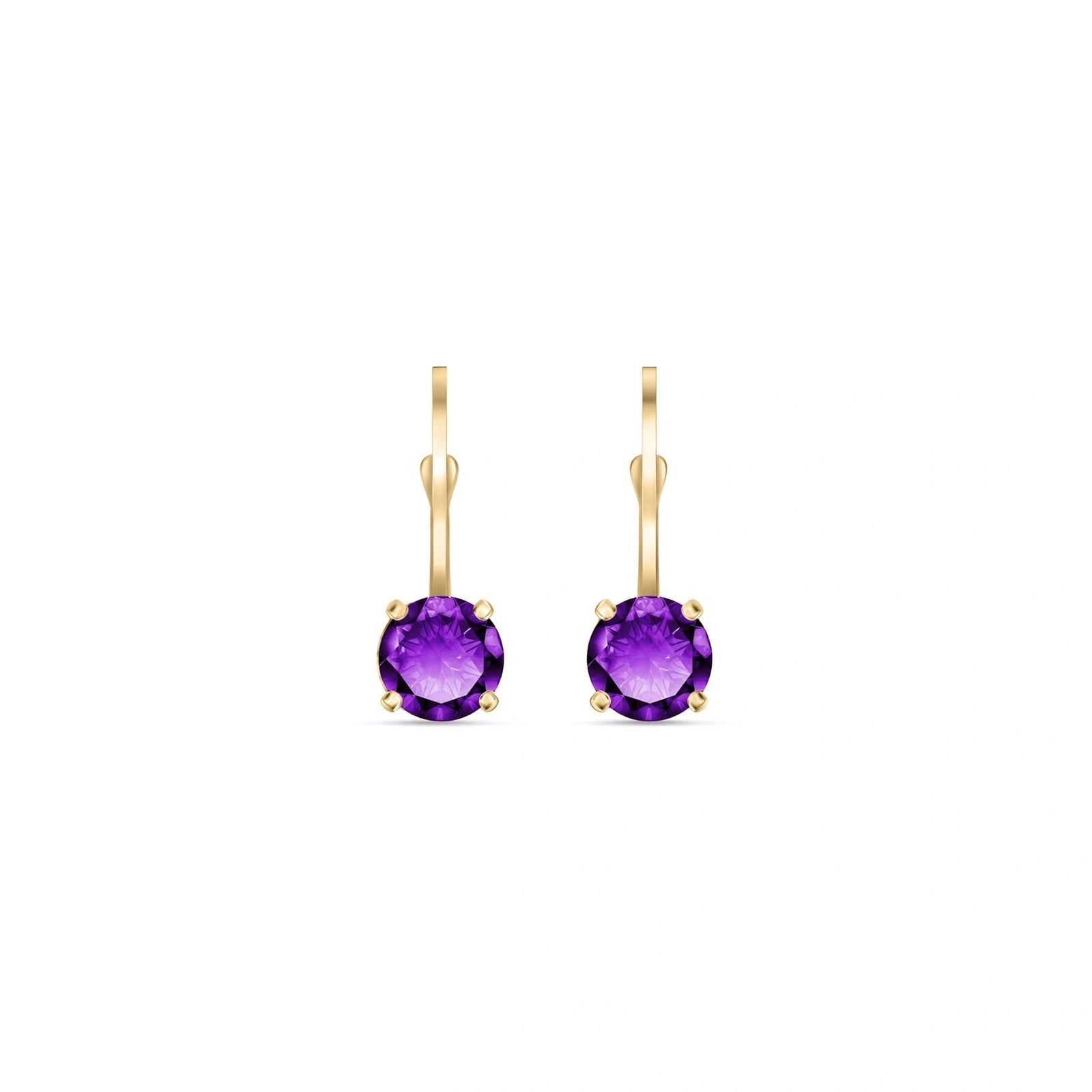 Yellow Gold Heritage Earrings Amethyst 10K — Lidia