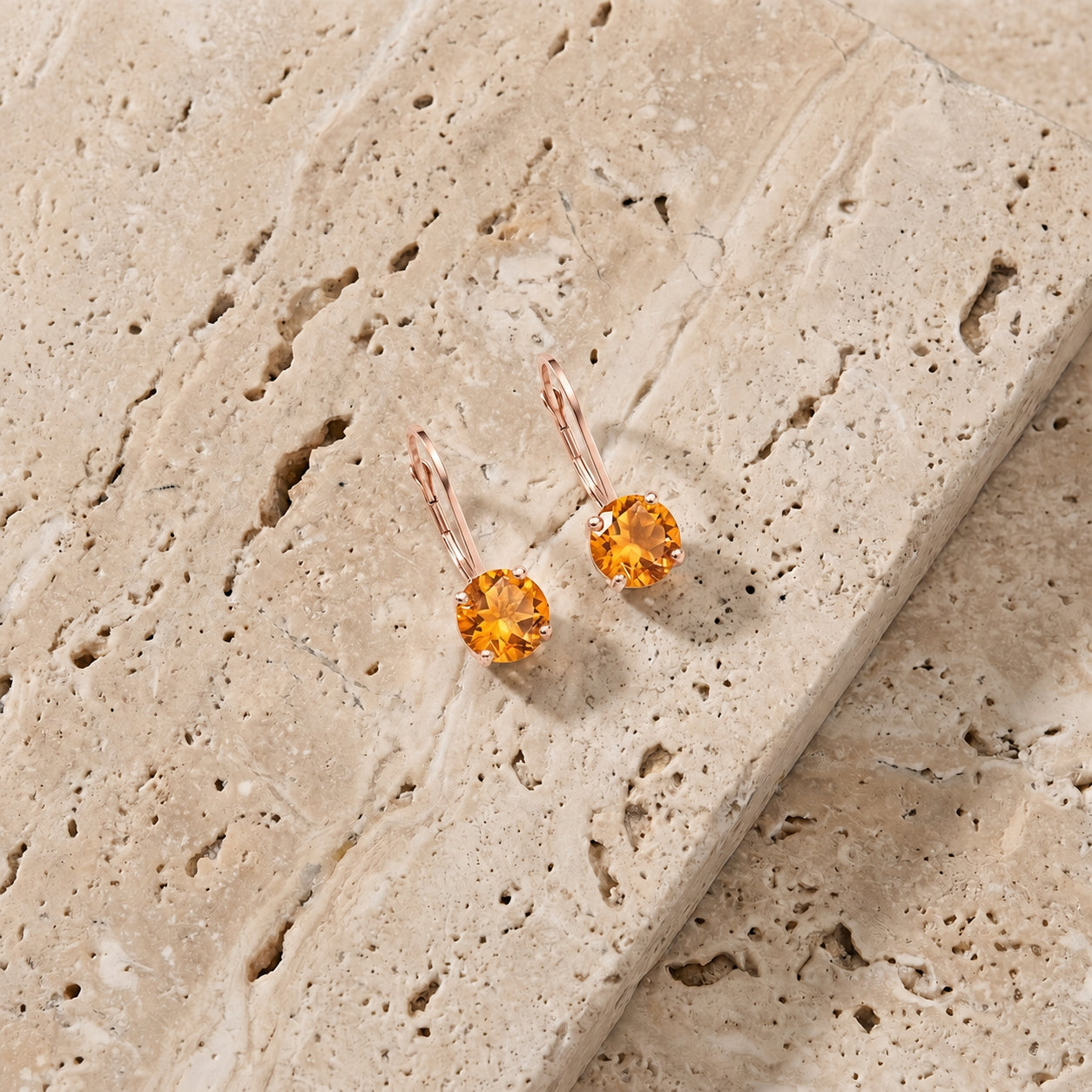 Rose Gold Heritage Earrings Citrine 10K — Lidia