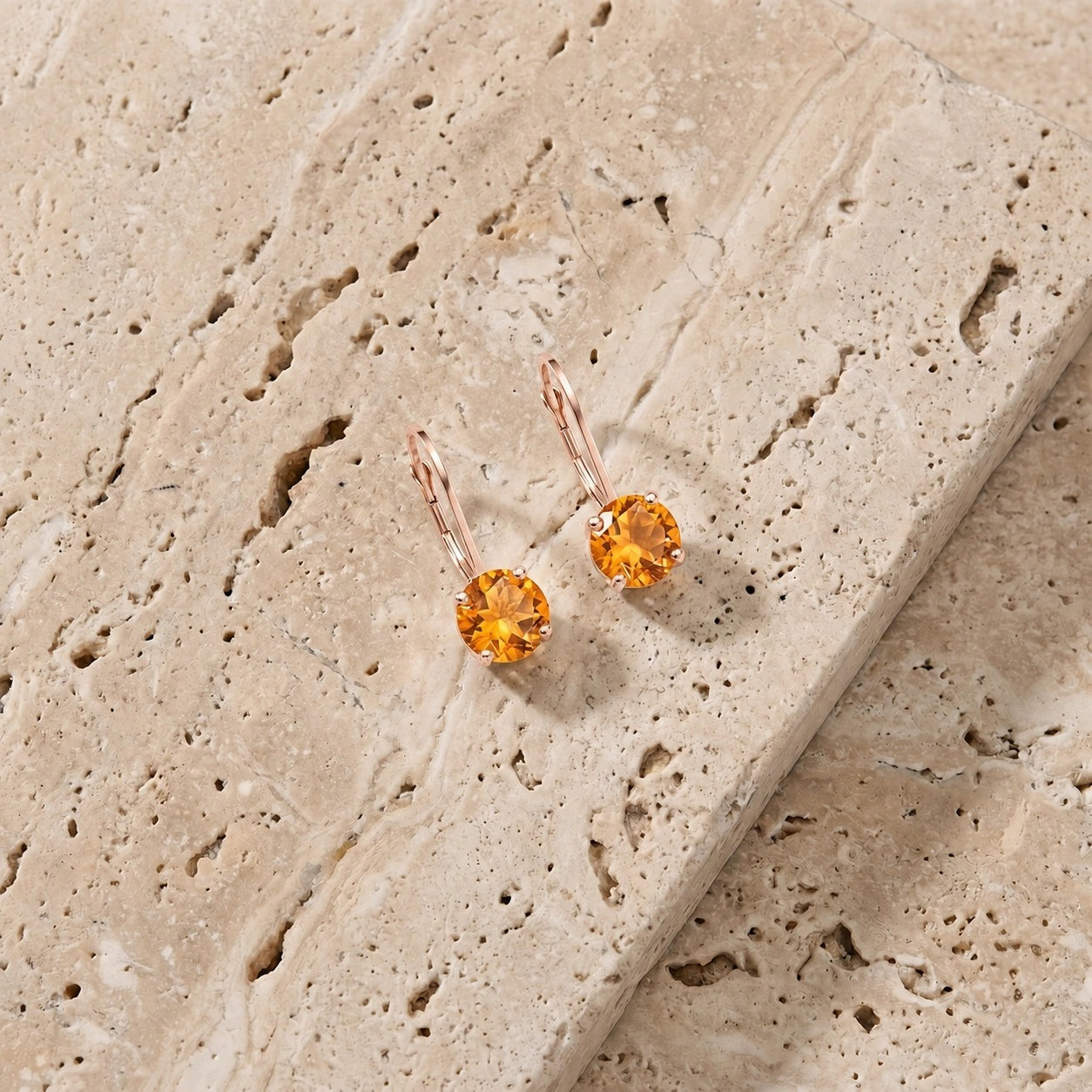 Rose Gold Heritage Earrings Citrine 10K — Lidia