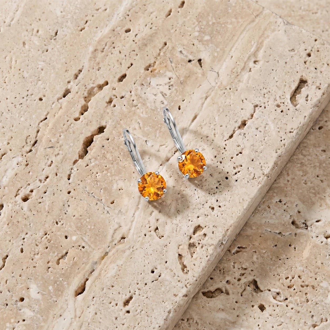 White Gold Heritage Earrings Citrine 10K — Lidia