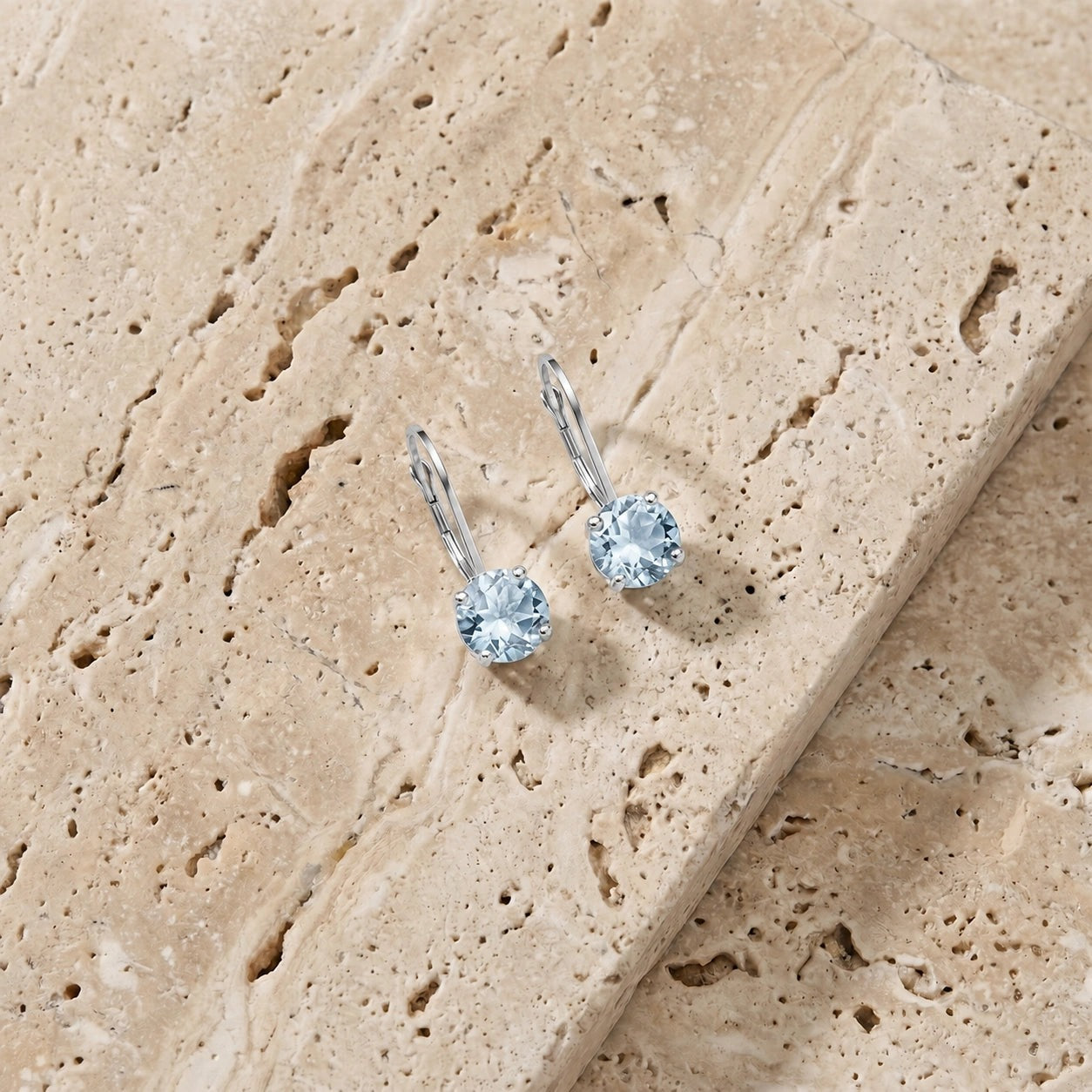 White Gold Heritage Earrings Aquamarine 10K — Lidia