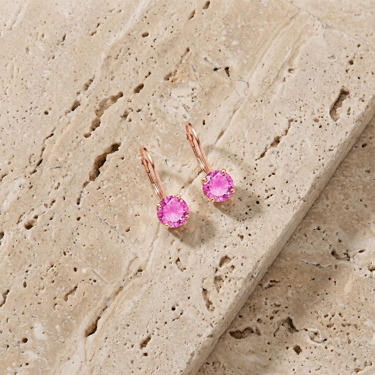 Rose Gold Heritage Earrings Pink Topaz 10K — Lidia