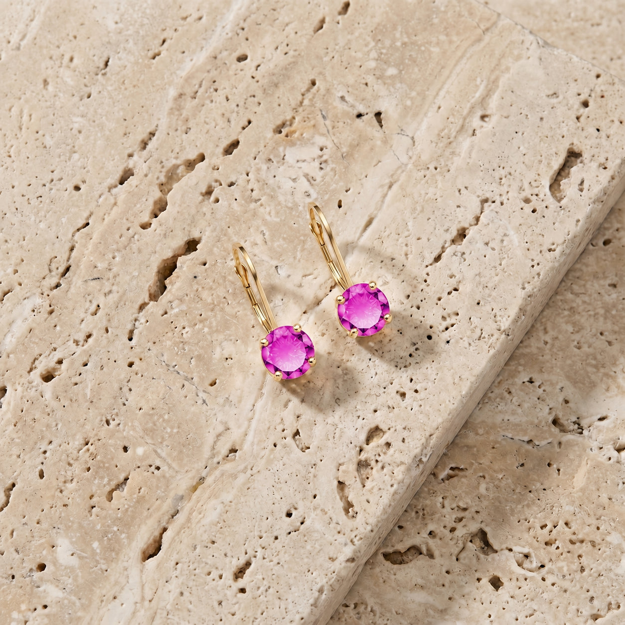 Yellow Gold Heritage Earrings Pink Topaz 10K — Lidia