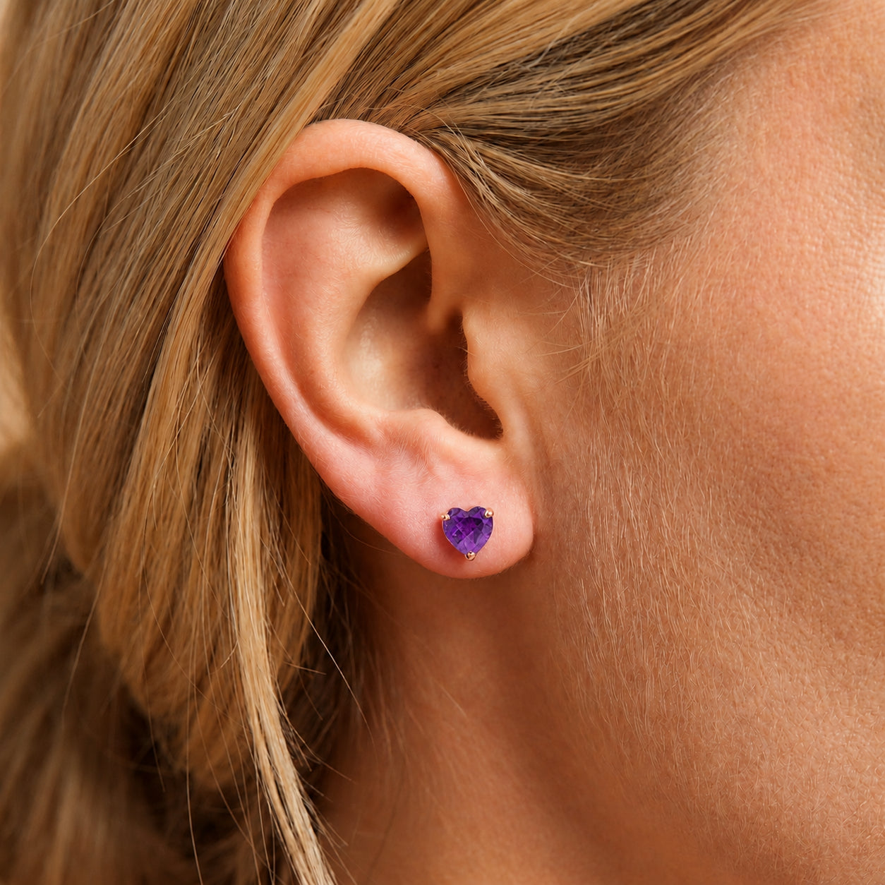 Rose Gold Grace Earrings Amethyst 10K — Minerva