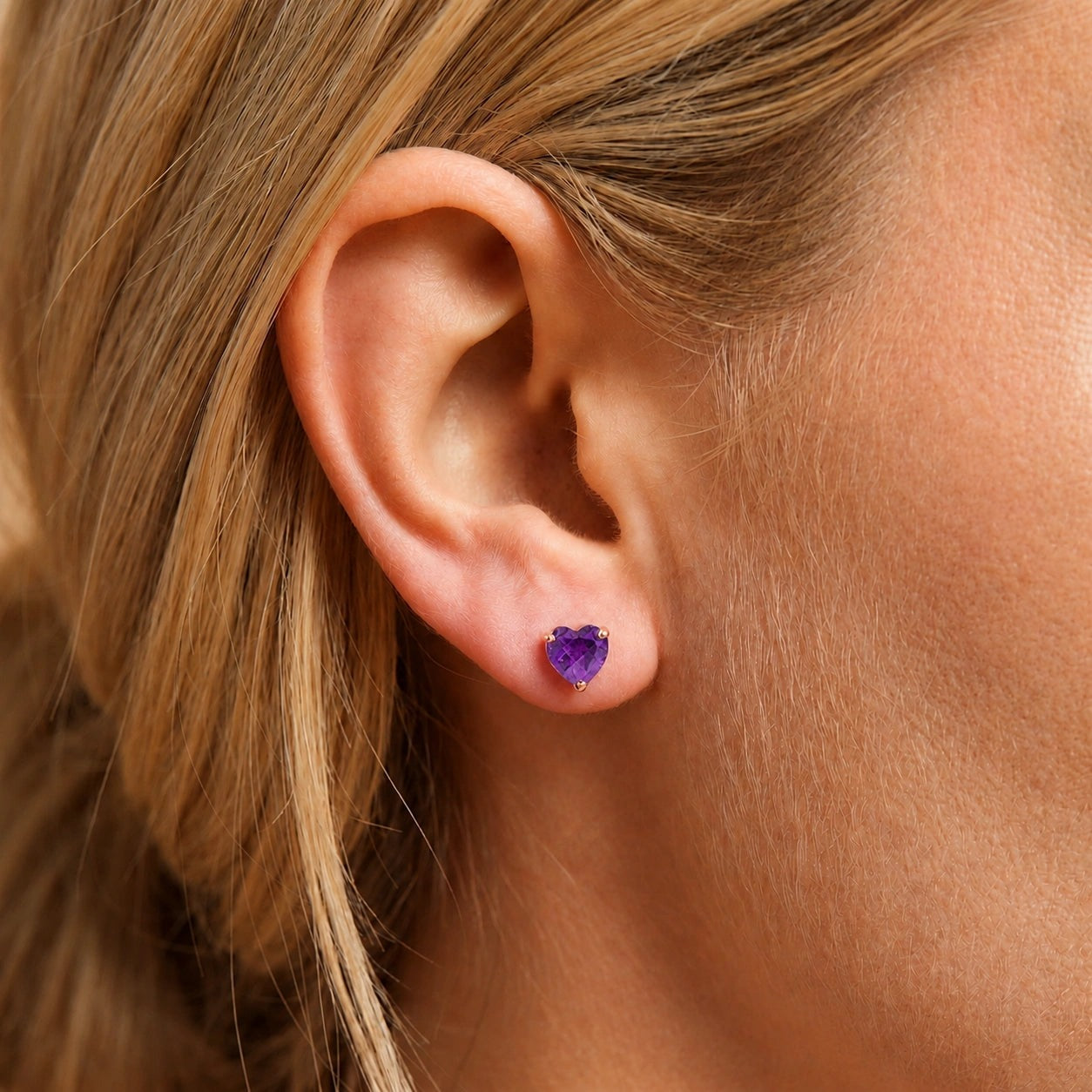 Rose Gold Grace Earrings Amethyst 10K — Minerva