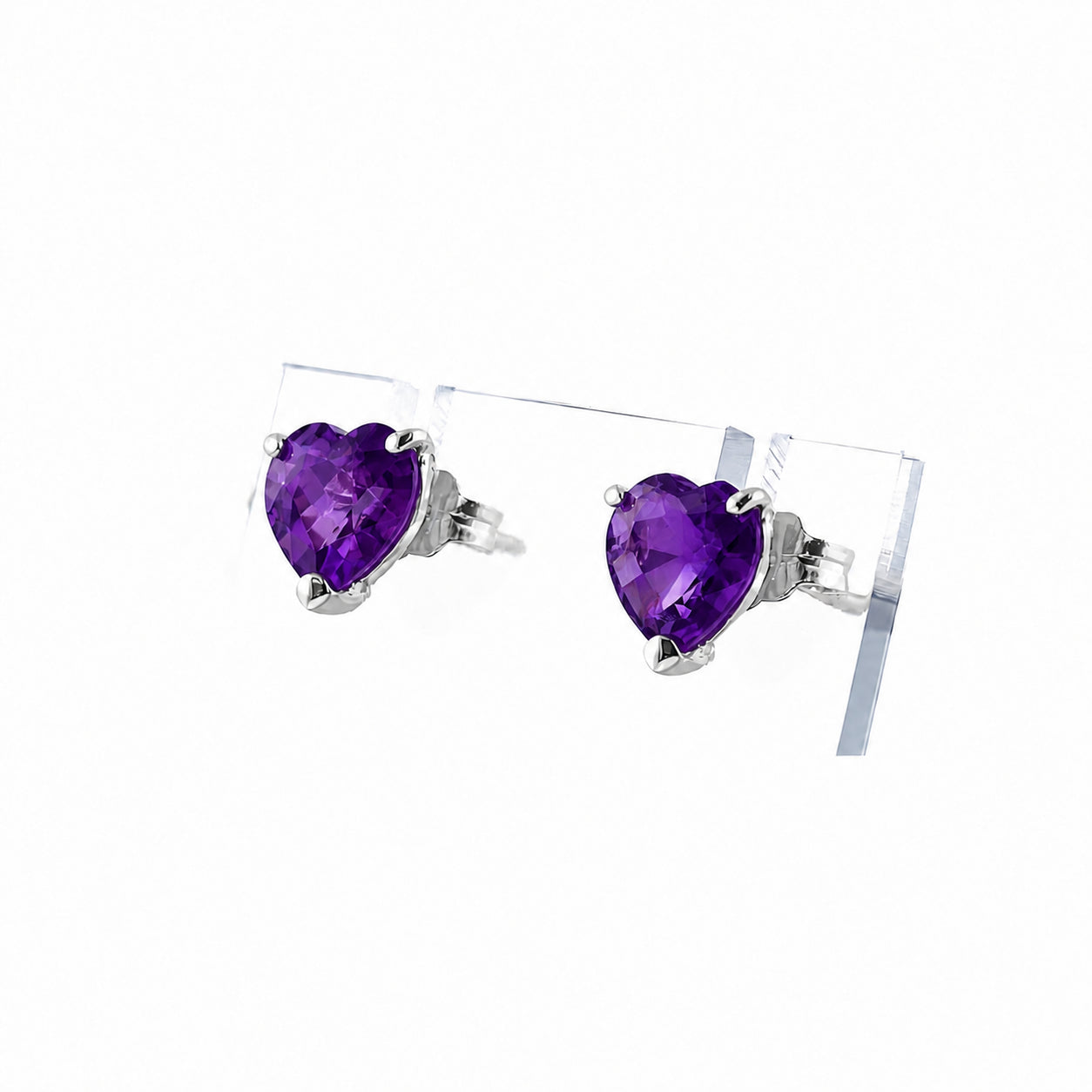 White Gold Grace Earrings Amethyst 10K — Minerva