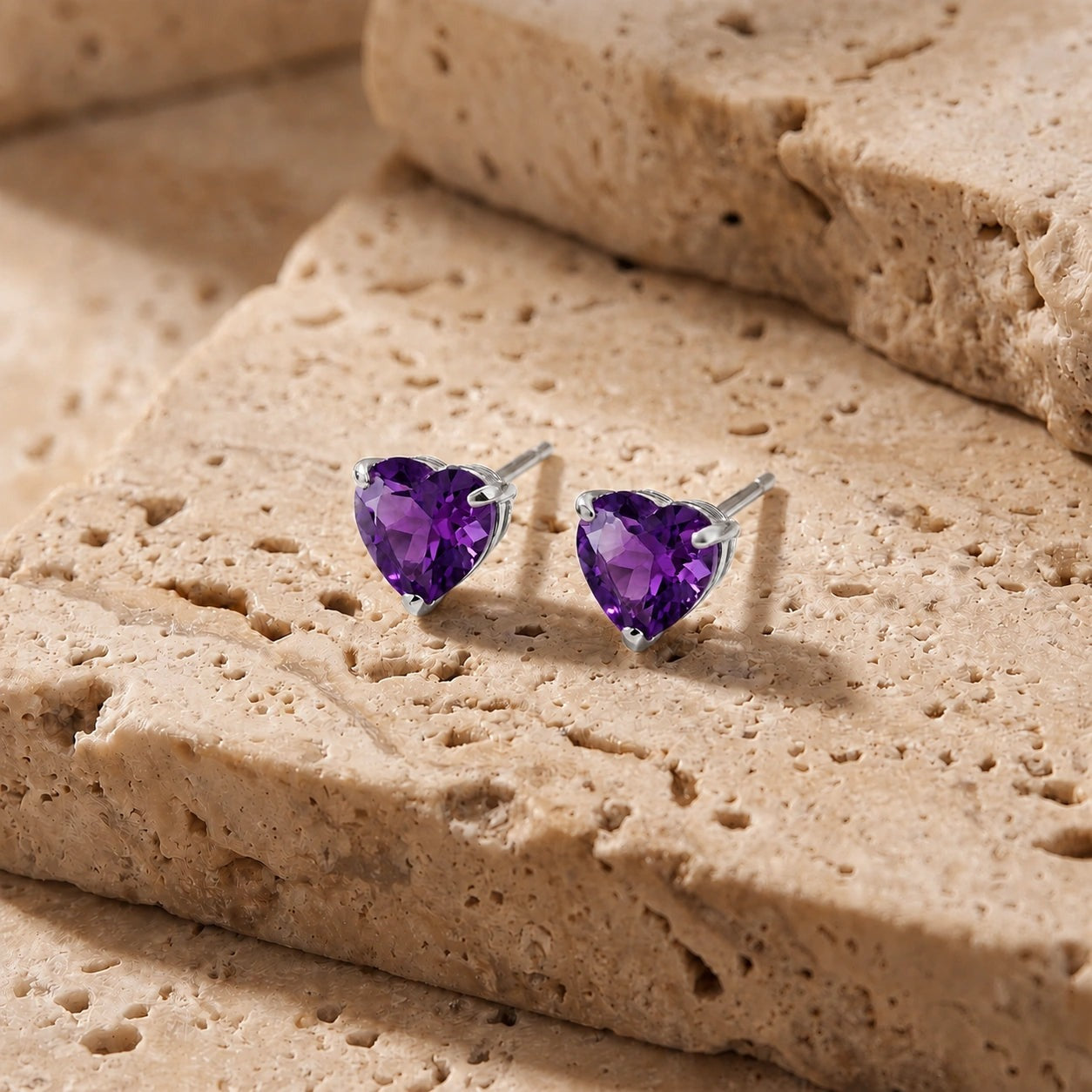 White Gold Grace Earrings Amethyst 10K — Minerva