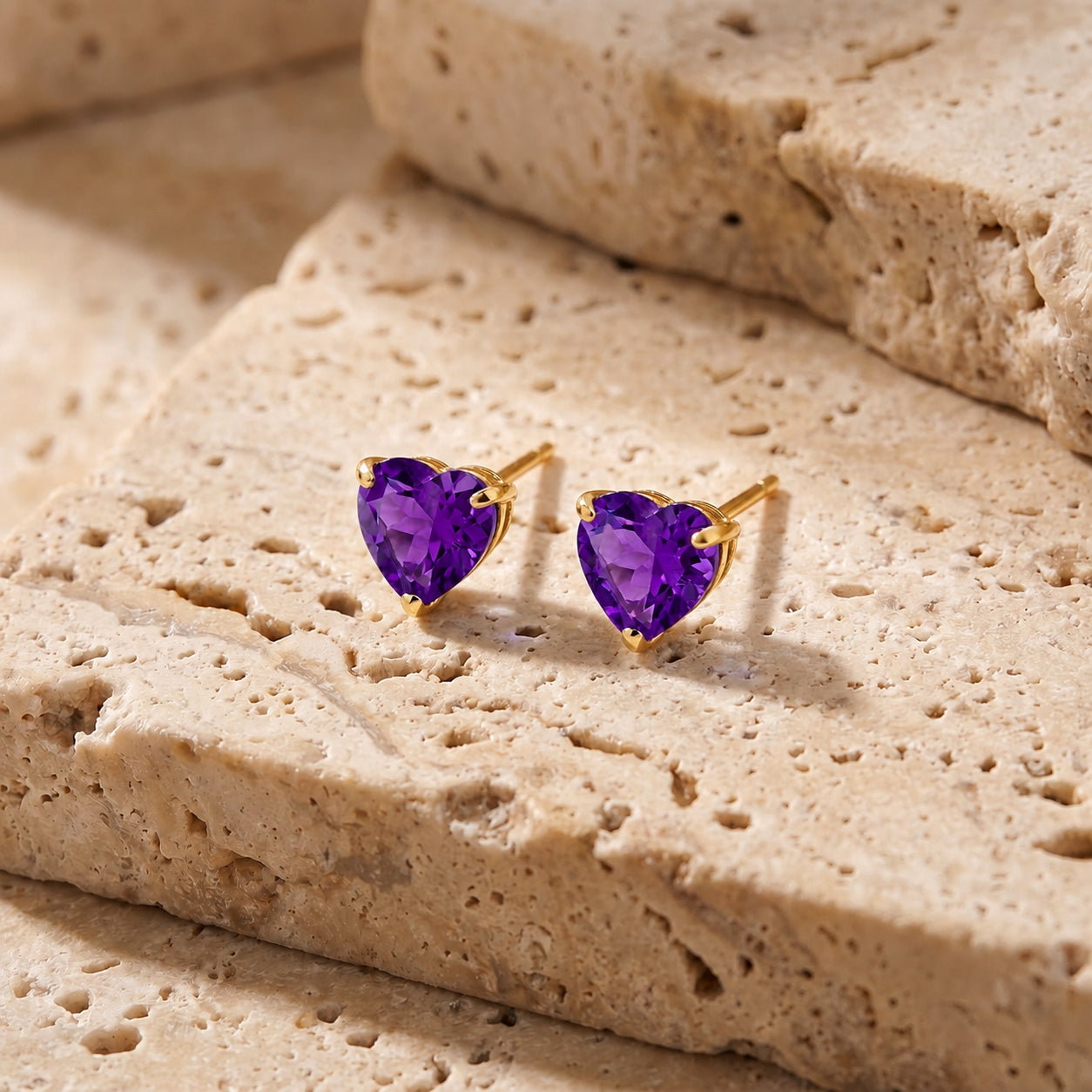 Yellow Gold Grace Earrings Amethyst 10K — Minerva