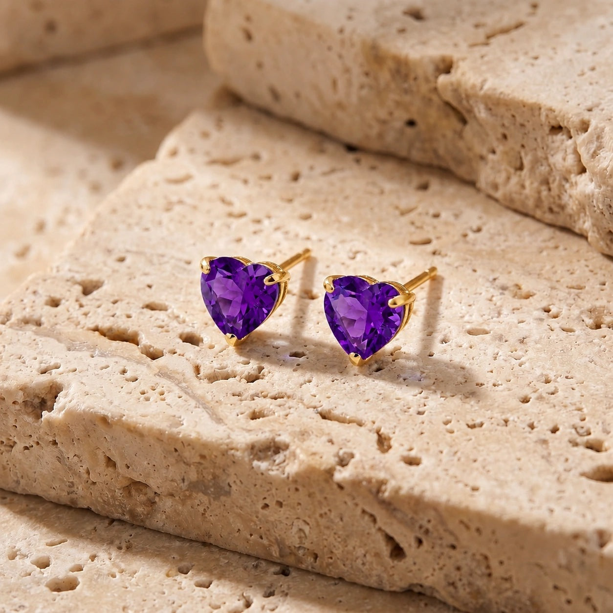 Yellow Gold Grace Earrings Amethyst 10K — Minerva