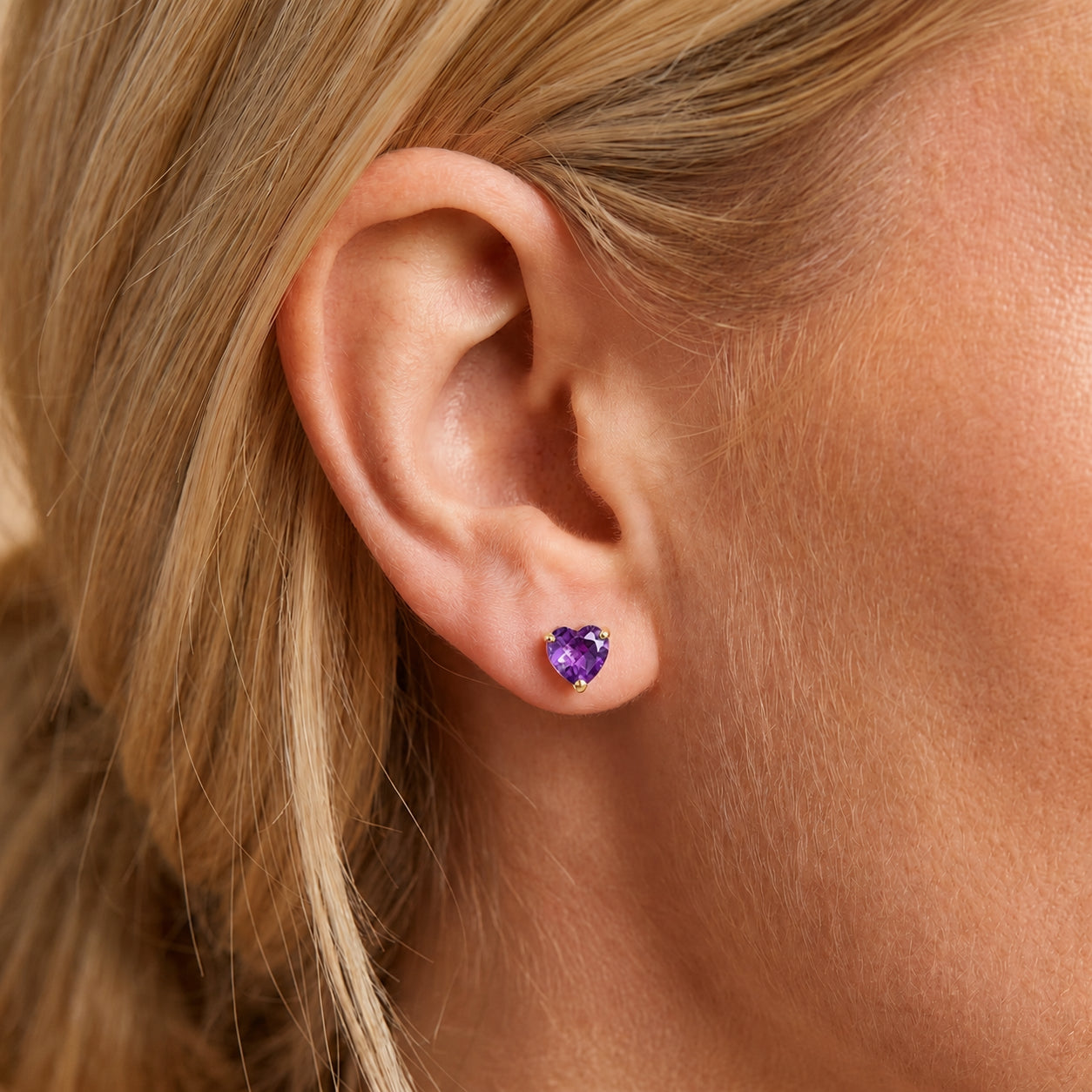 Yellow Gold Grace Earrings Amethyst 10K — Minerva