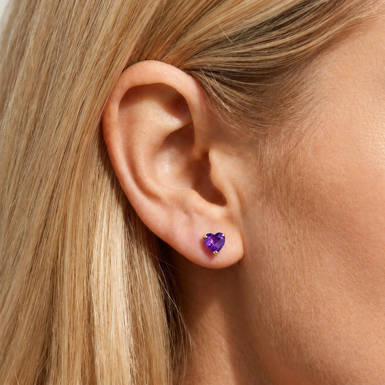 Yellow Gold Grace Earrings Amethyst 10K — Minerva