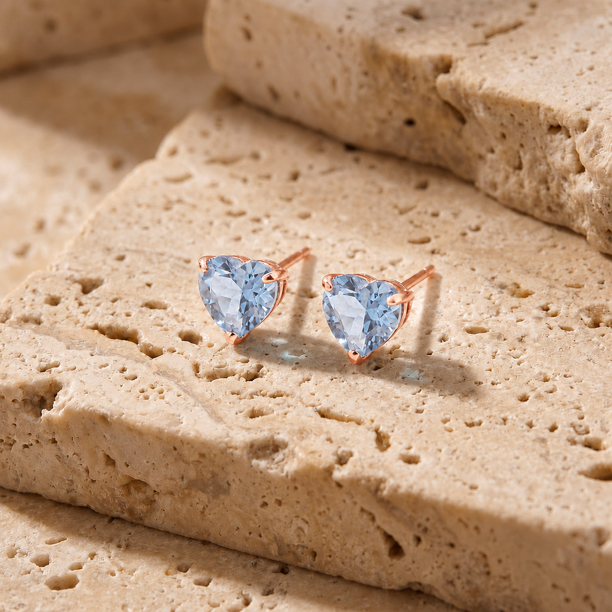 Rose Gold Grace Earrings Blue Topaz 10K — Minerva