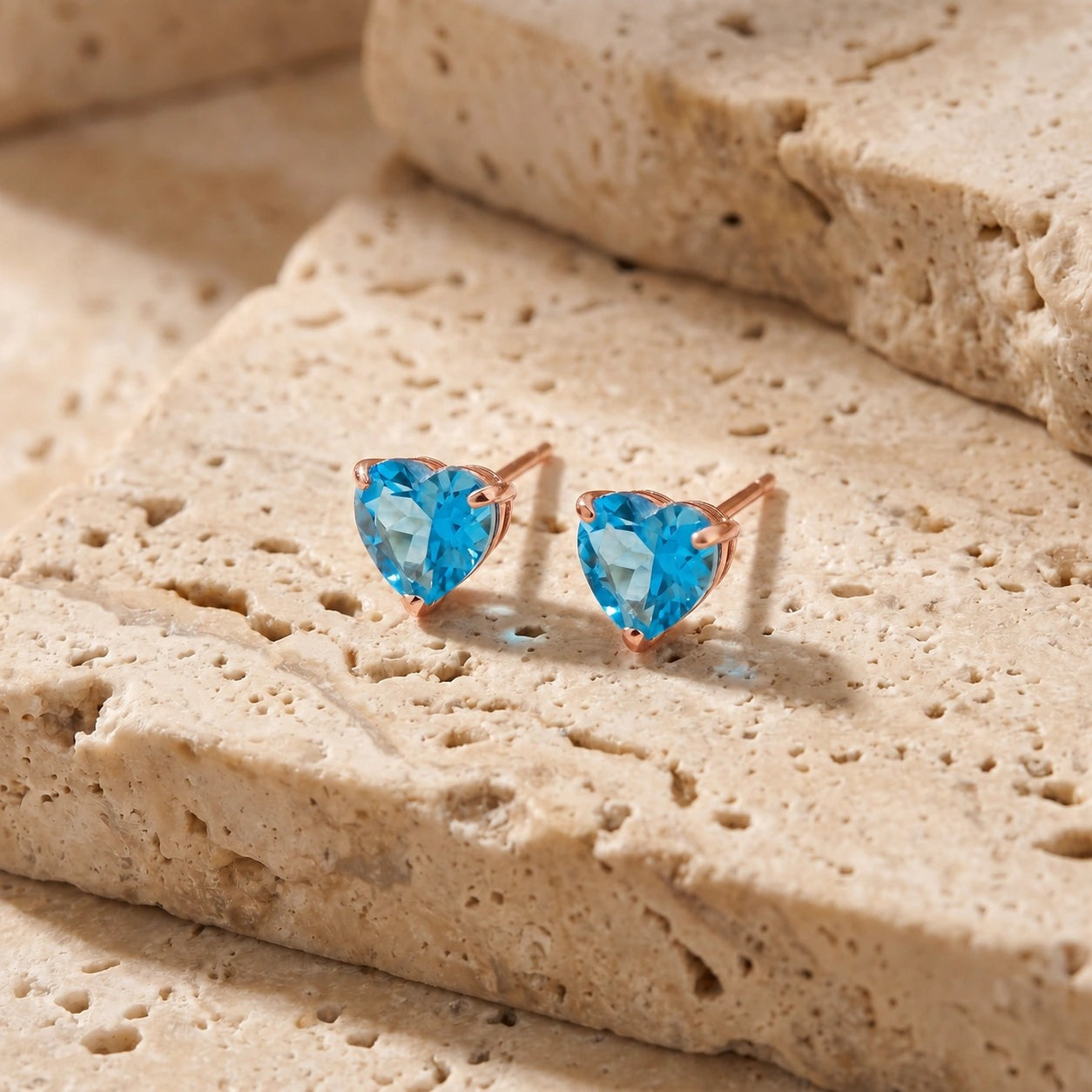 Rose Gold Grace Earrings Blue Topaz 10K — Minerva