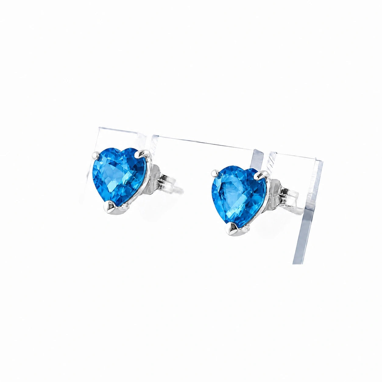 White Gold Grace Earrings Blue Topaz 10K — Minerva
