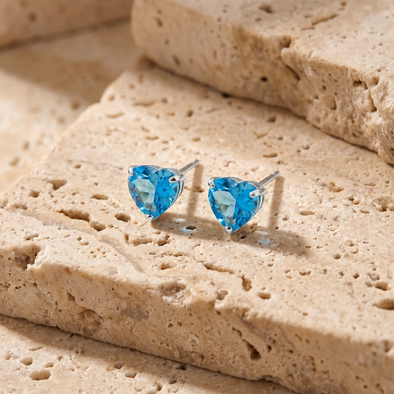 White Gold Grace Earrings Blue Topaz 10K — Minerva