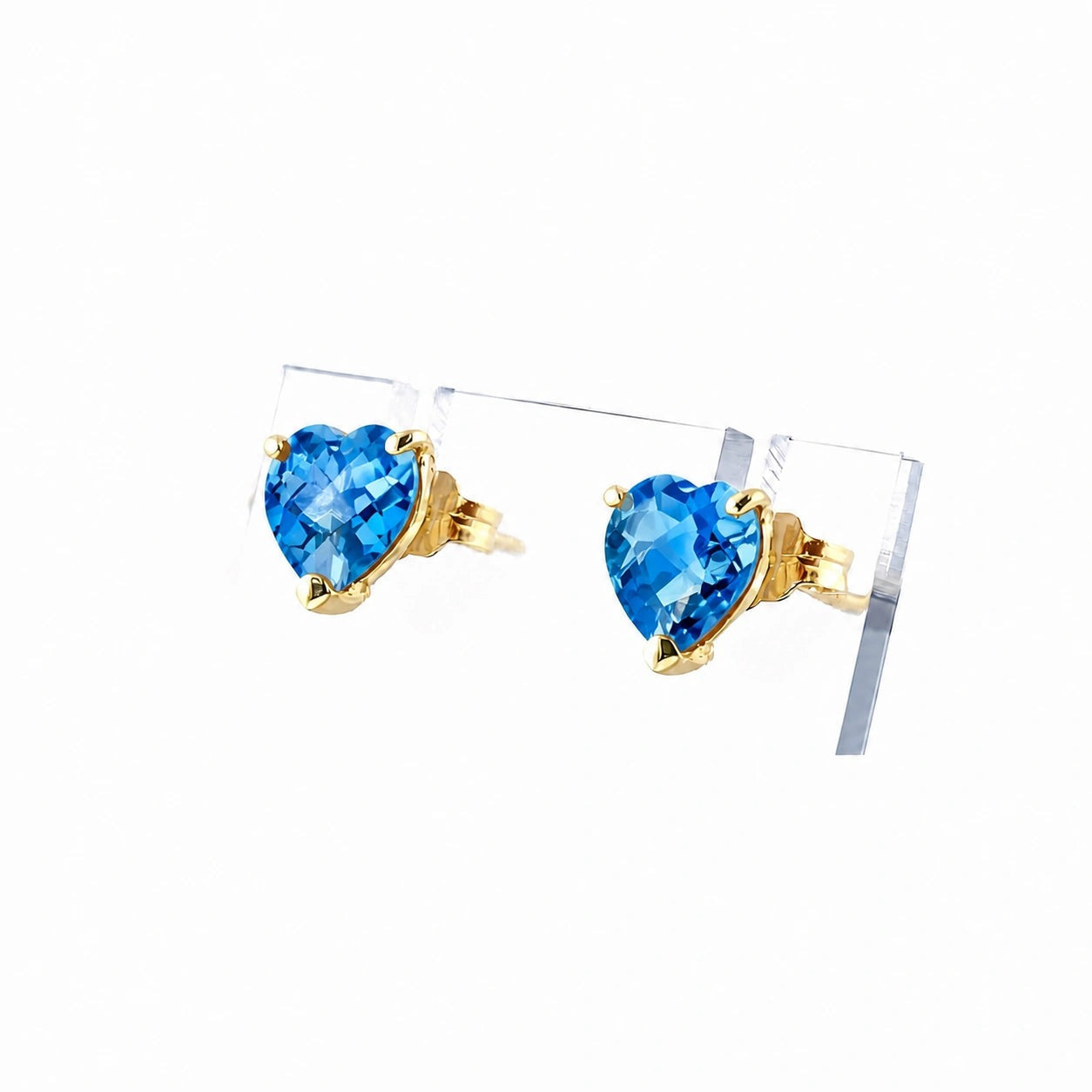 Yellow Gold Grace Earrings Blue Topaz 10K — Minerva